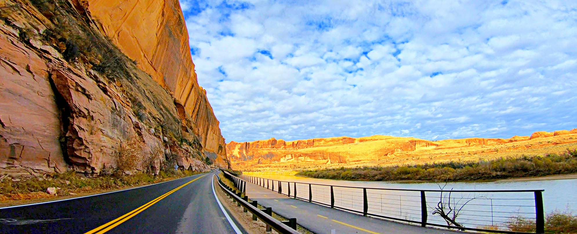 A mountainside road in Moab, Utah.
