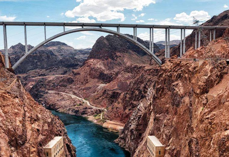 The Hoover Dam Bridge over Lake Mead during a vacation to Lake Mead National Recreation Area in Nevada