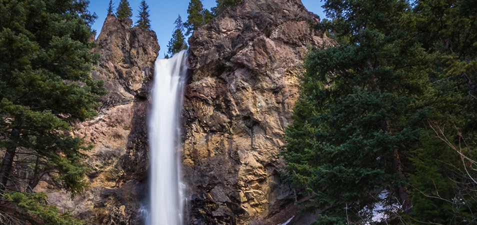 Treasure Falls, a waterfall in the woods near Pagosa Springs, Colorado.
