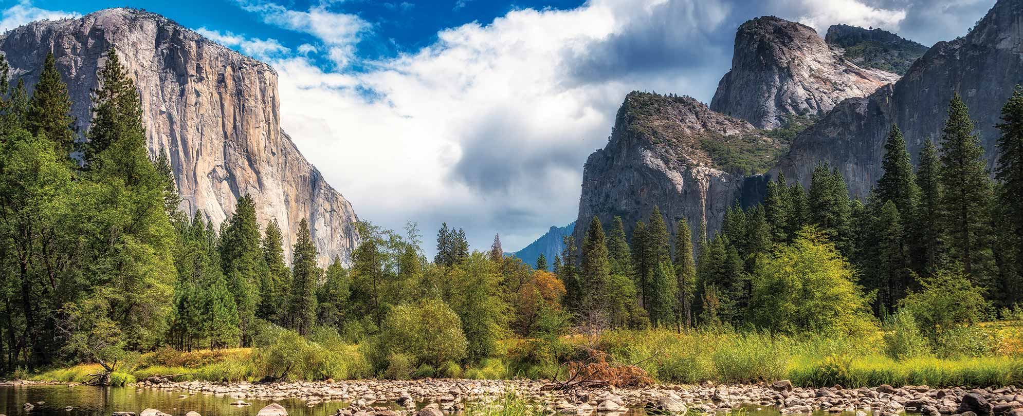 Large rock mountains at Yosemite National Park in California.