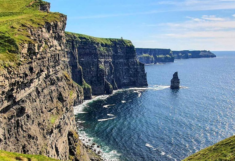 The Cliffs of Moher and the sea in Ireland.