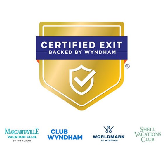 The logo for Certified Exit Backed By Wyndham, depicting a shield with a checkmark.