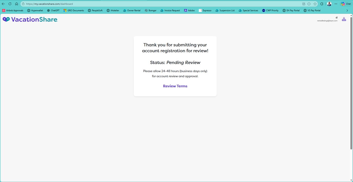 registration review screen