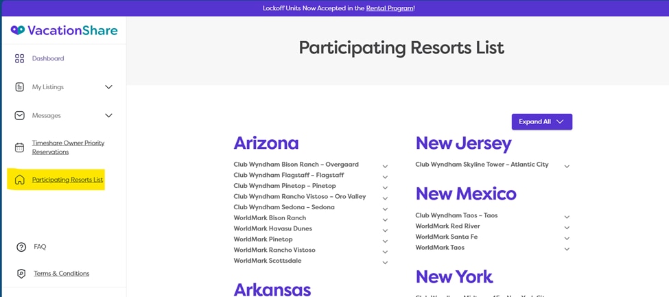 participating resorts list