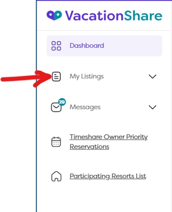 my listings dropdown