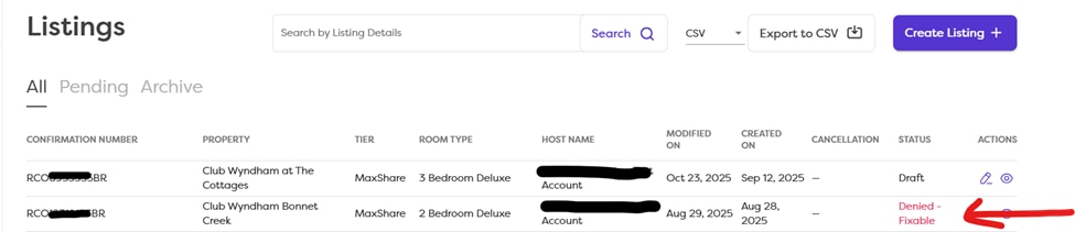 denied fixable status