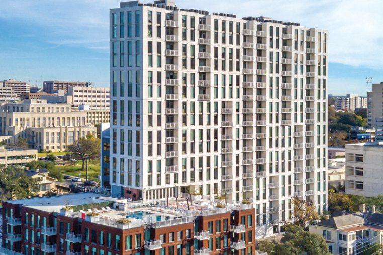 The exterior of Club Wyndham Austin, a high-rise timeshare resort in downtown Austin, Texas.