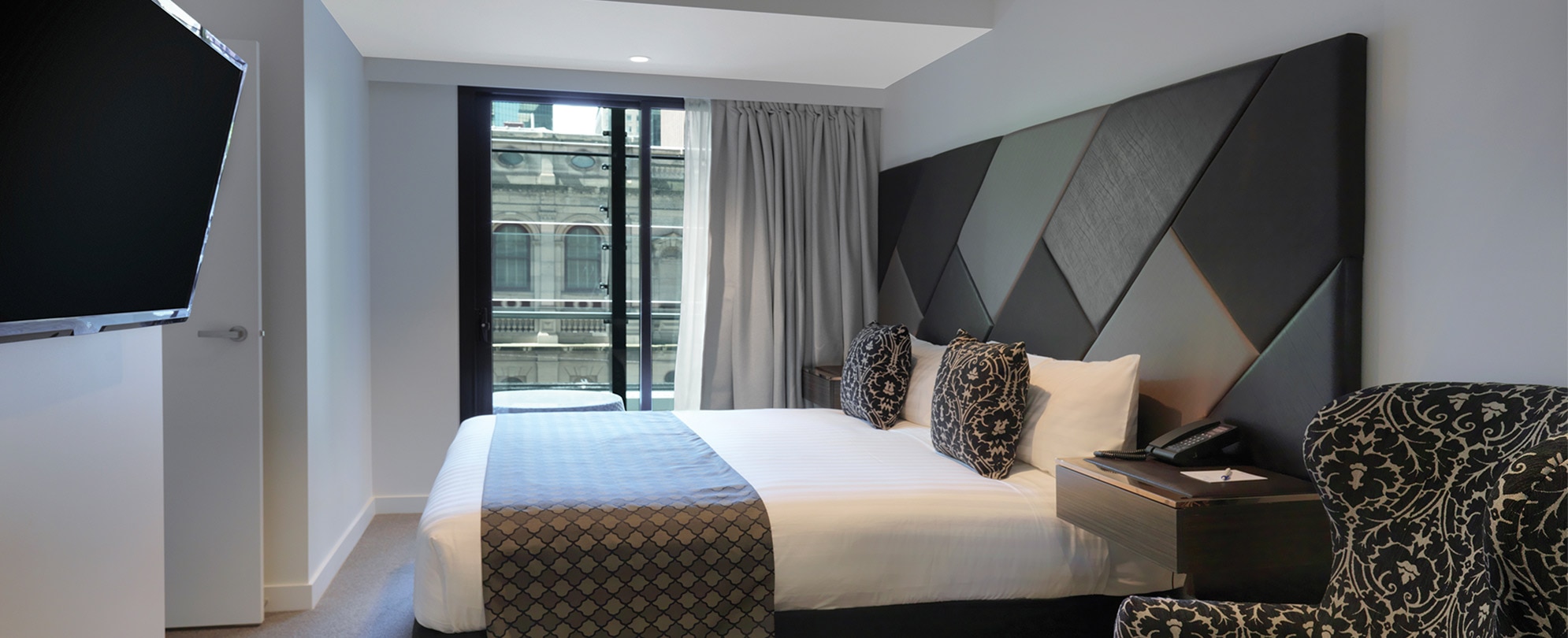 The master bedroom of the grand suite at Club Wyndham Melbourne.