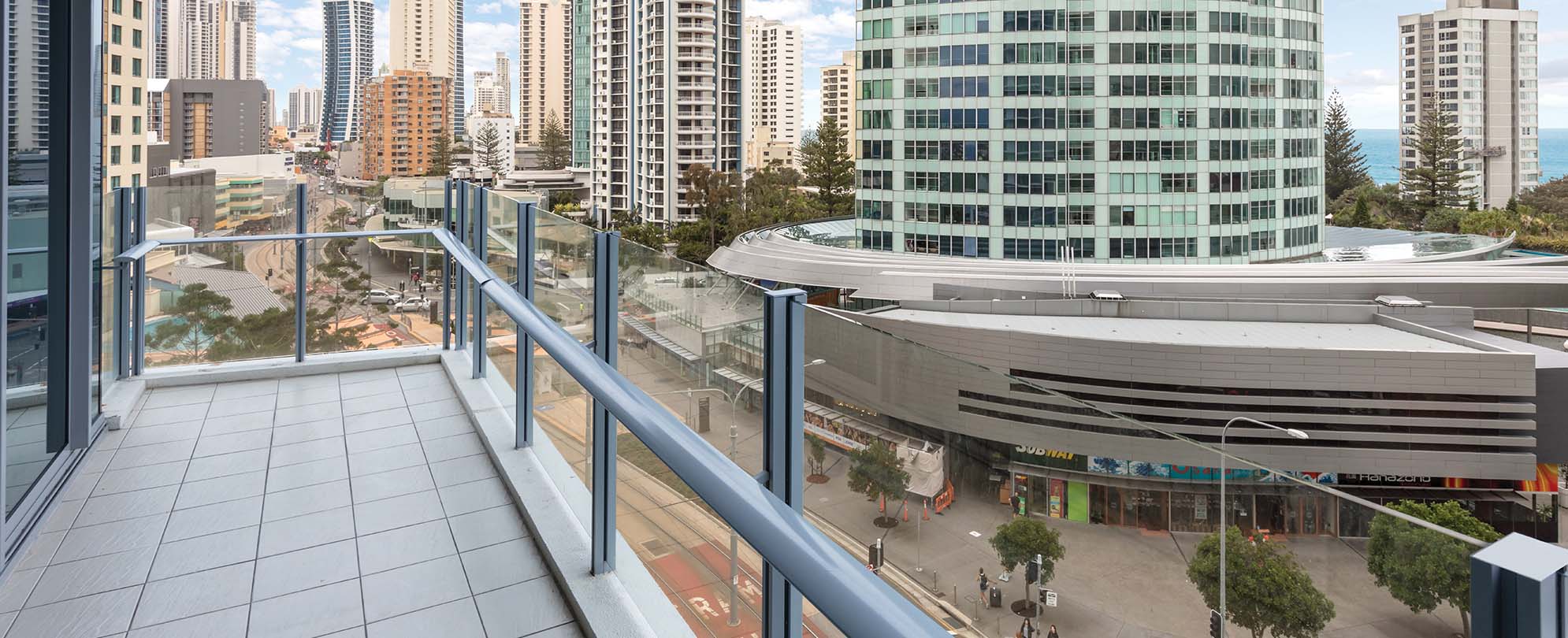 A city view of Surfers Paradise QLD from a balcony of a 1-bedroom suite at Club Wyndham Surfers Paradise.