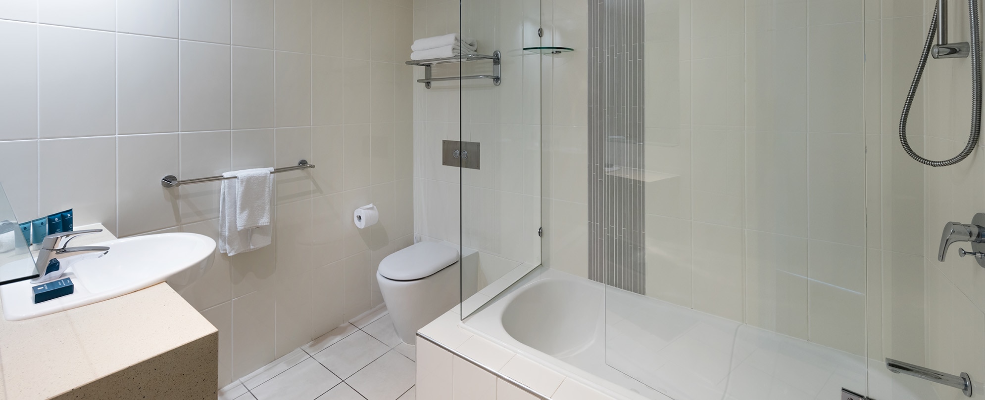 A bathroom in a 2-bedroom suite at Club Wyndham Surfers Paradise.