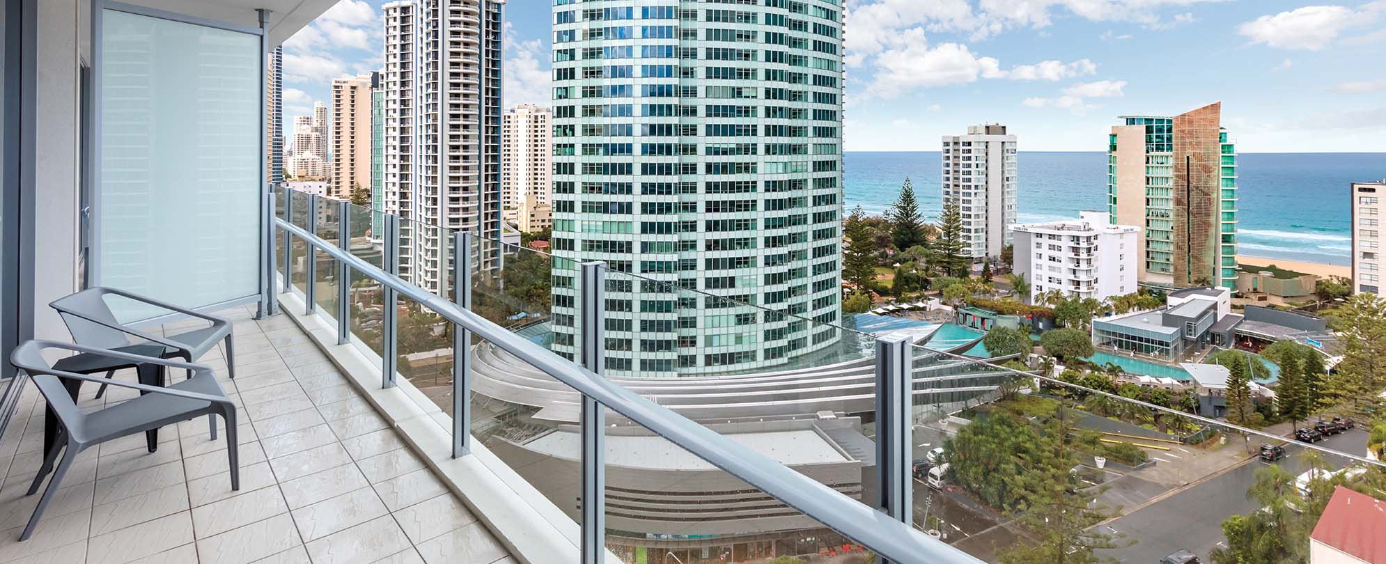 An ocean view from a balcony of a 2-bedroom suite at Club Wyndham Surfers Paradise.