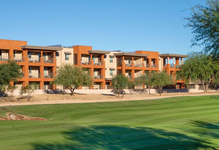 A golf course in front of WorldMark Scottsdale, a timeshare resort in Scottsdale, AZ.