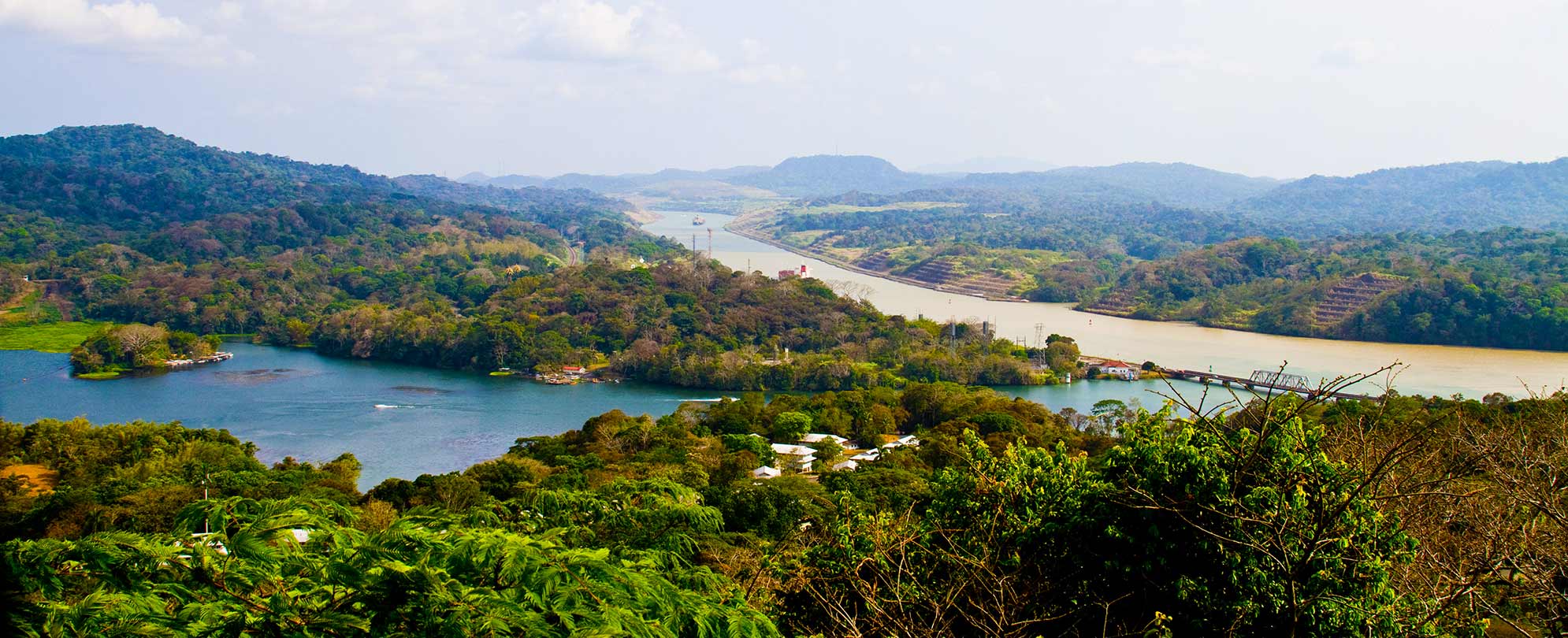 Panoramic view of the Panama Canal.