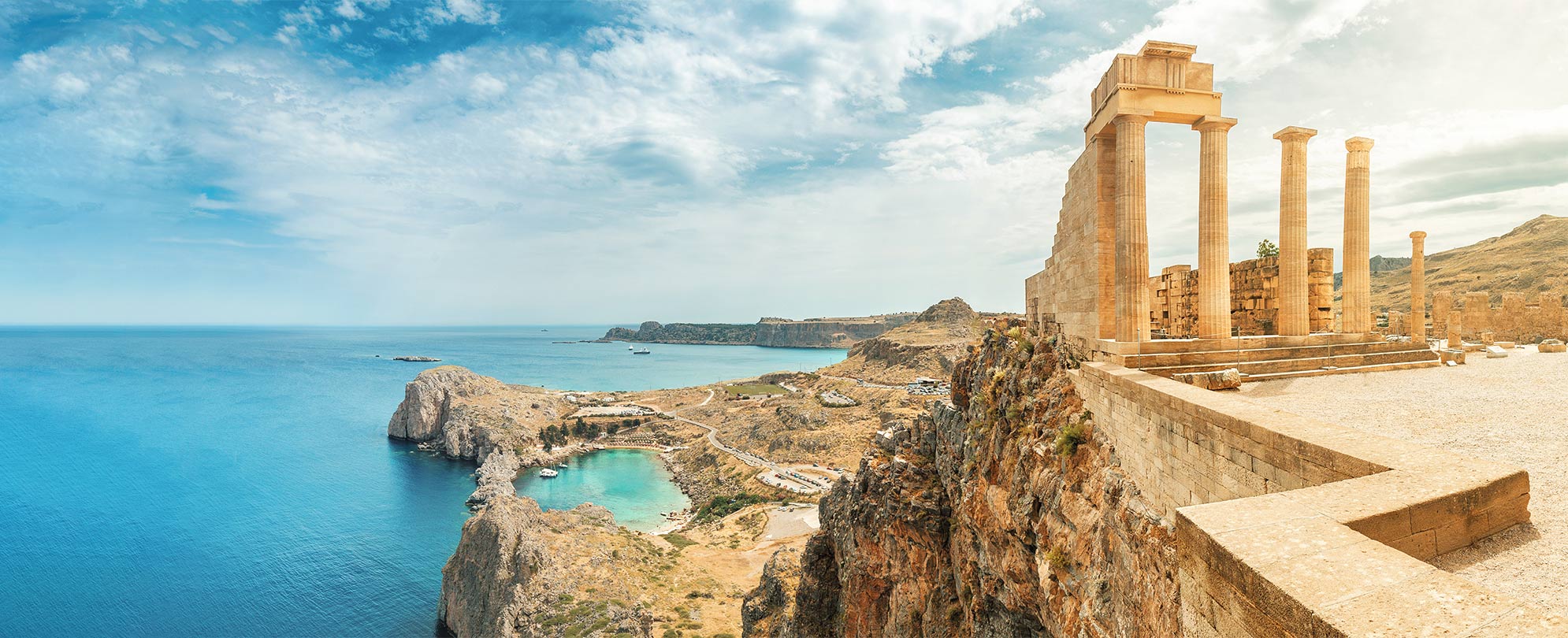 The Lindos Acropolis in Rhodes, Greece one of the stops on a 9-night Mediterranean cruise.