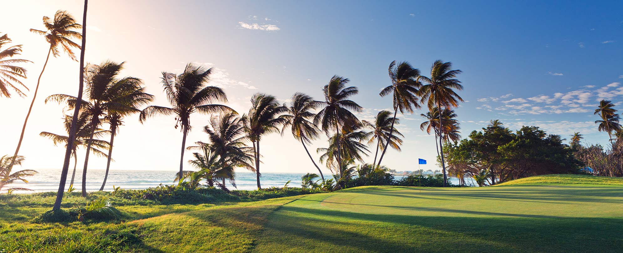 A beautifully landscaped golf course in a tropical destination.